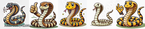 vector set of cute cobra snakes