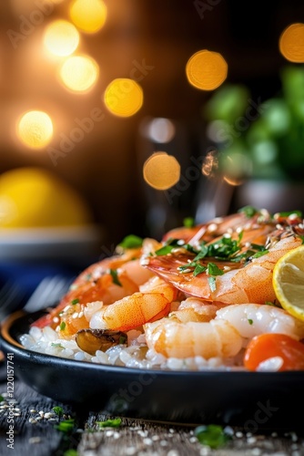 Wallpaper Mural Delicious Shrimp Rice Dish with Lemon and Herbs Gourmet Food Photography Torontodigital.ca