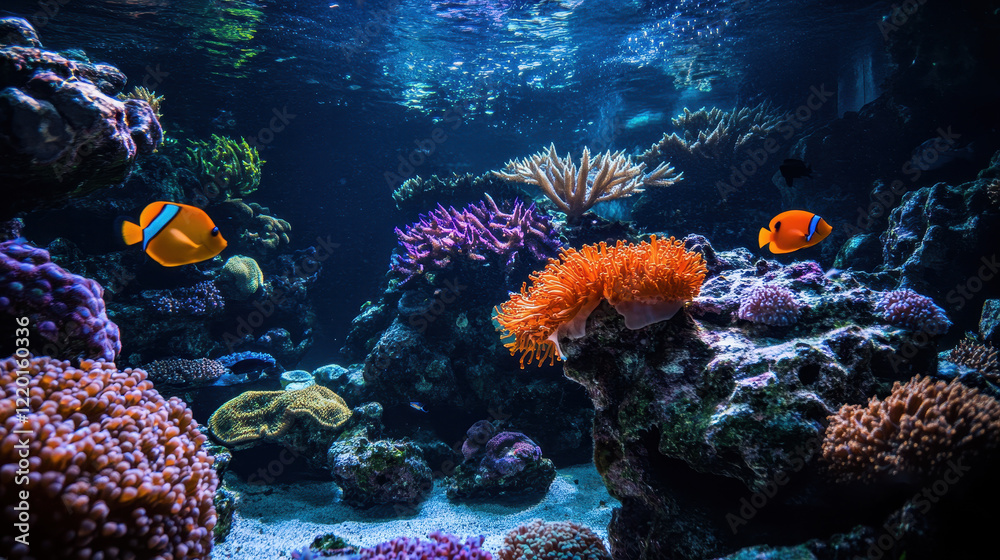 custom made wallpaper toronto digitalVibrant Coral Reef Ecosystem: A mesmerizing underwater scene showcases a vibrant coral reef teeming with life.
