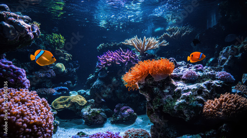 Wallpaper Mural Vibrant Coral Reef Ecosystem: A mesmerizing underwater scene showcases a vibrant coral reef teeming with life. Torontodigital.ca