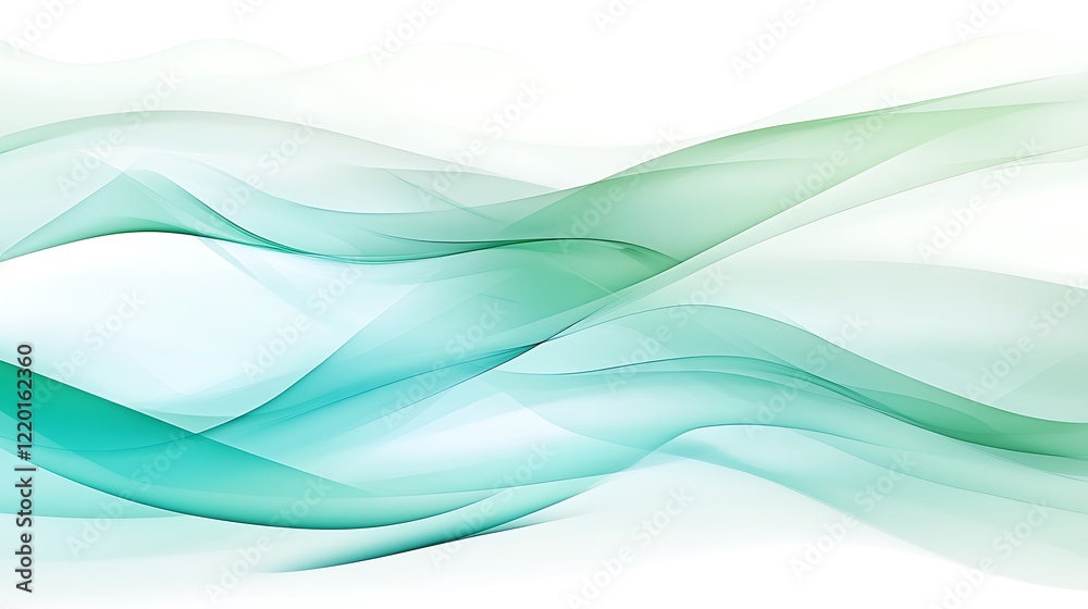 Abstract Green and White Flowing Waves Design Abstract Green and White Flowing Waves Design
