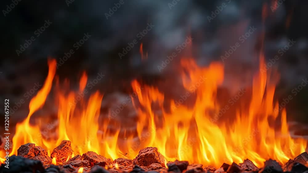 Fiery Embers Burning Bright Intense Fire Footage
