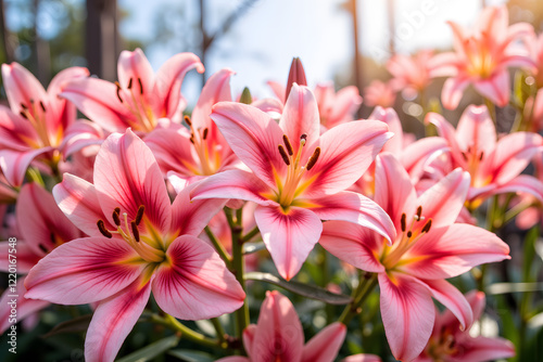 Spring Awakening, Lilies Blooming in the Warm Sunshine