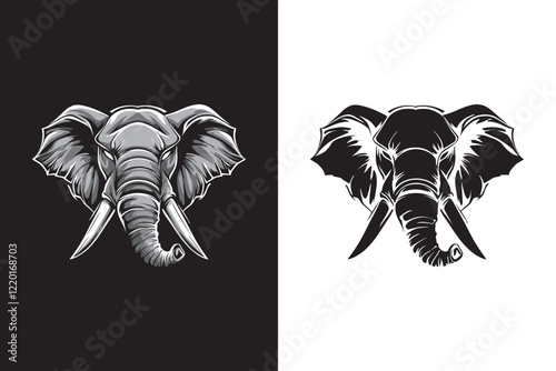 Elephant head sport mascot logo. Vector elephant silhouette illustration. 