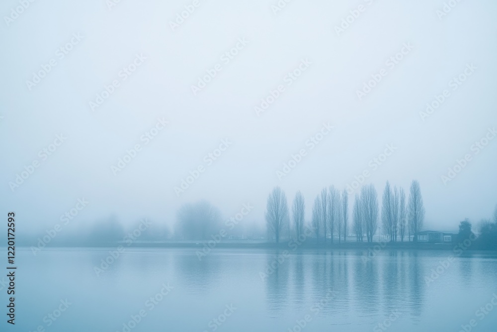 Fototapeta premium Foggy Morning Skyline with Muted Tones