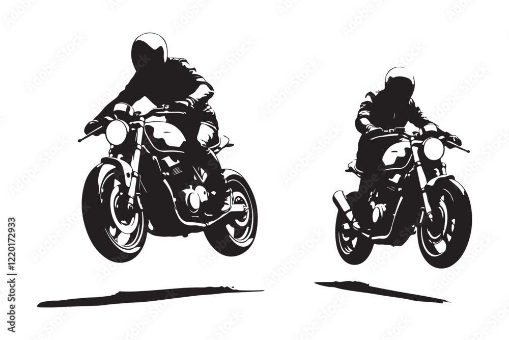 Dynamic Motorcycle Racing Duo in Black and White Artwork Dynamic Motorcycle Racing Duo in Black and White Artwork