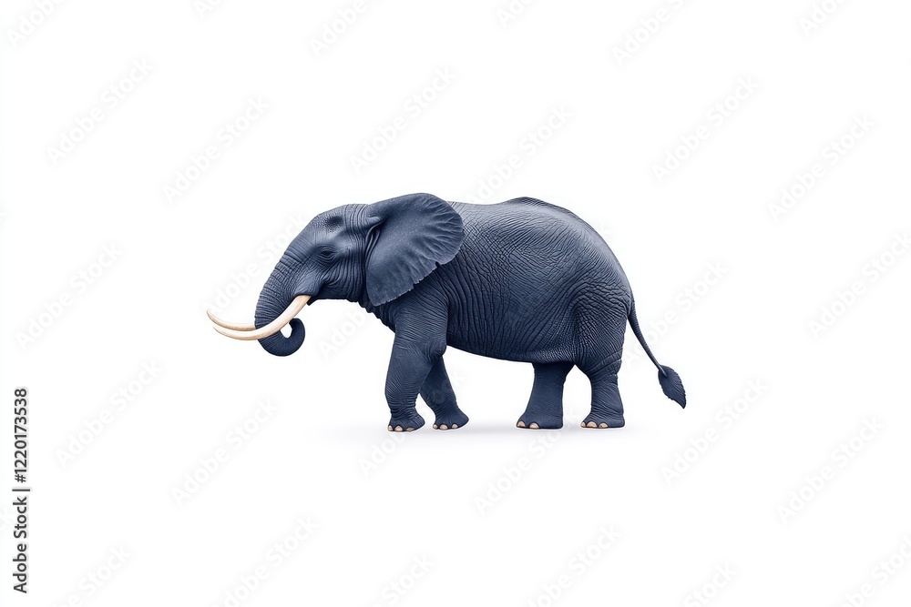 Obraz premium A majestic elephant walking gracefully against a clean white background, symbolizing wildlife and conservation
