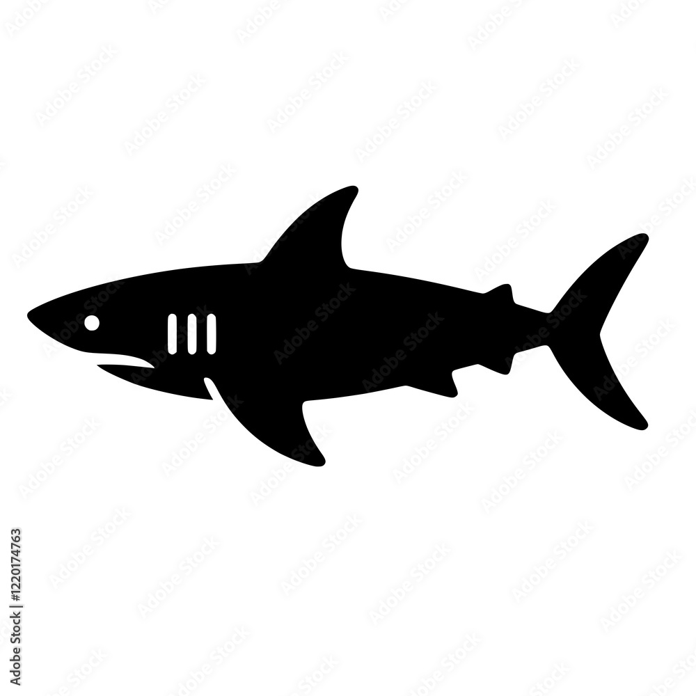 Obraz premium Silhouete shark isolated on white background