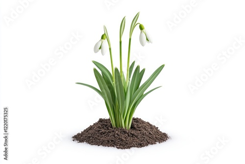 Wallpaper Mural Snowdrop flowers emerging from rich dark soil, symbolizing spring's arrival in a minimalistic setting Torontodigital.ca