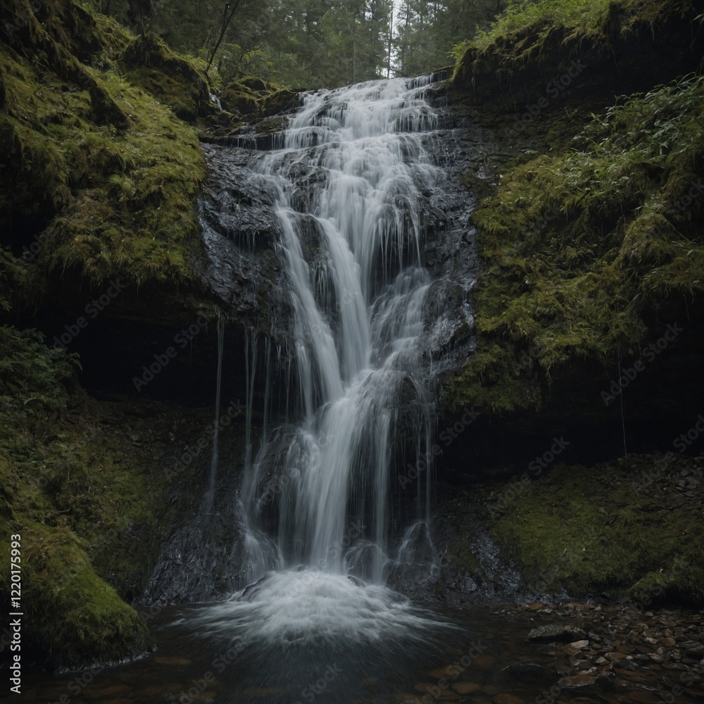 Obraz premium How does a waterfall mirror the emotions of a character in a story?