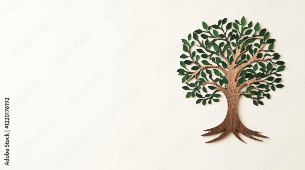 Obraz premium Shahada text incorporated in a tree design, unity and growth concept, earthy green and brown, isolated on white background