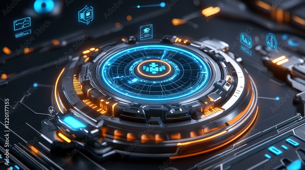 Futuristic interface design elements digital environment tech visualization high-tech aesthetics close-up view innovation concept Futuristic interface design elements digital environment tech visualization high-tech aesthetics close-up view innovation concept