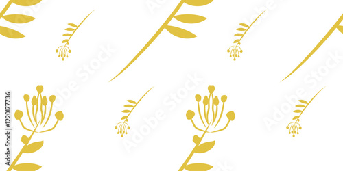 minimalist Seamless yellow flowers Pattern trend vector, A texture of red soft handdrawing flowers abstract Background. art for Textile Print, vector illustration