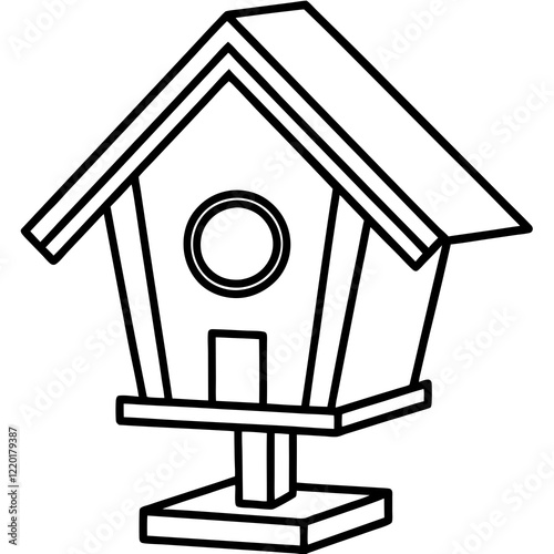 Whimsical Birdhouse Line Illustrations