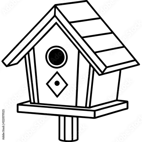 Whimsical Birdhouse Line Illustrations