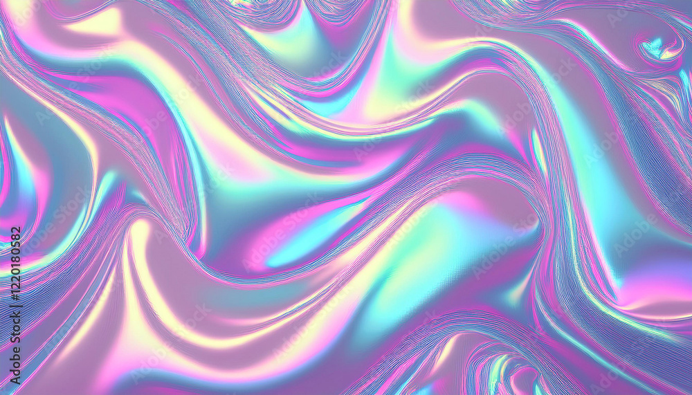 Vibrant Holographic Gradient Texture with Iridescent Waves Vibrant Holographic Gradient Texture with Iridescent Waves