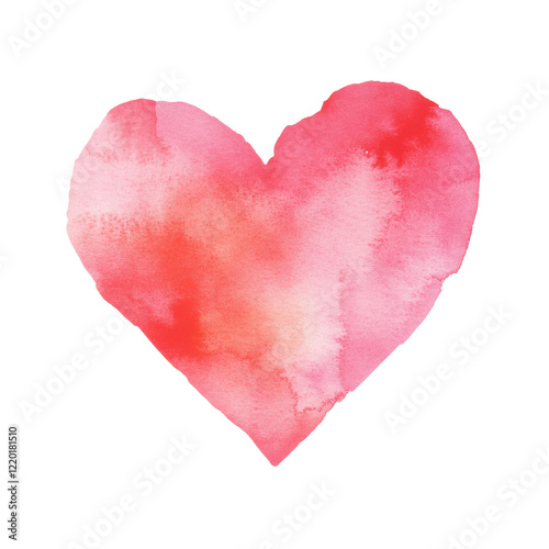 Watercolor Heart Shape Romantic Pink Red Design Element for Valentine s Day
