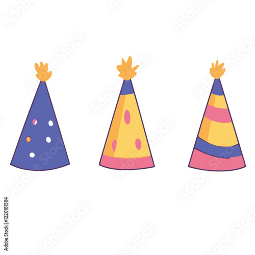 A set of colorful birthday hats vector illustration