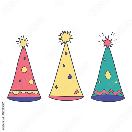 A set of colorful birthday hats vector illustration