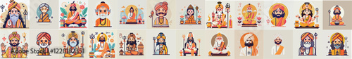 vector set of character hindu religious leader