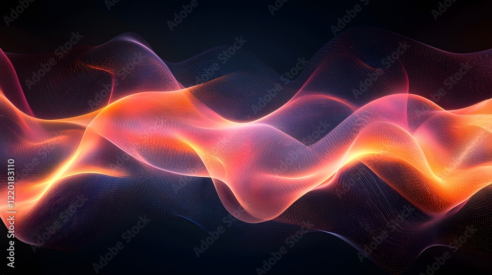 Obraz premium Abstract Orange Pink Flowing Wave Digital Art Energy Background