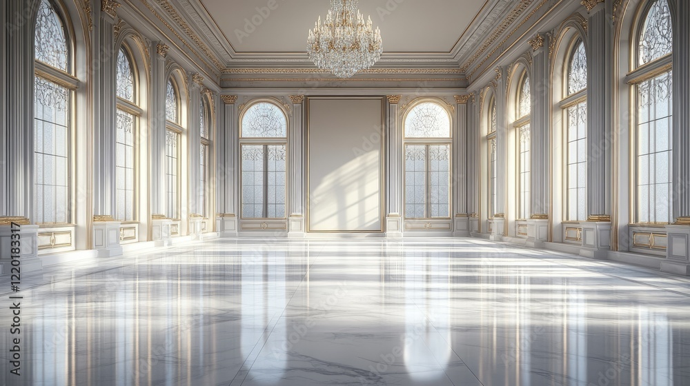 Fototapeta premium Grand Ballroom Interior Design: Sunlit Elegance