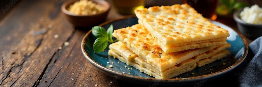 Deliciously crisp, golden waffles stacked on a rustic wooden table, ready to enjoy. Deliciously crisp, golden waffles stacked on a rustic wooden table, ready to enjoy.