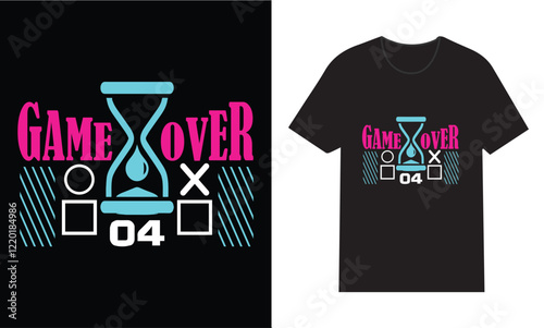 Game over t-shirt design, Gaming t-shirt design.