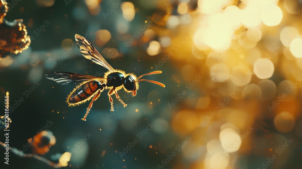 Naklejka premium A wasp's stinger highlighted against a blurred background.