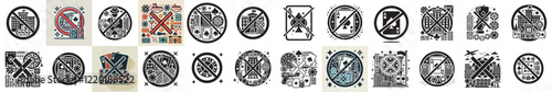 silhouette set of vector prohibited online gambling