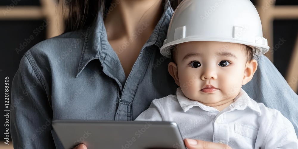 Engaging baby learning construction skills home image indoor close-up early education Engaging baby learning construction skills home image indoor close-up early education