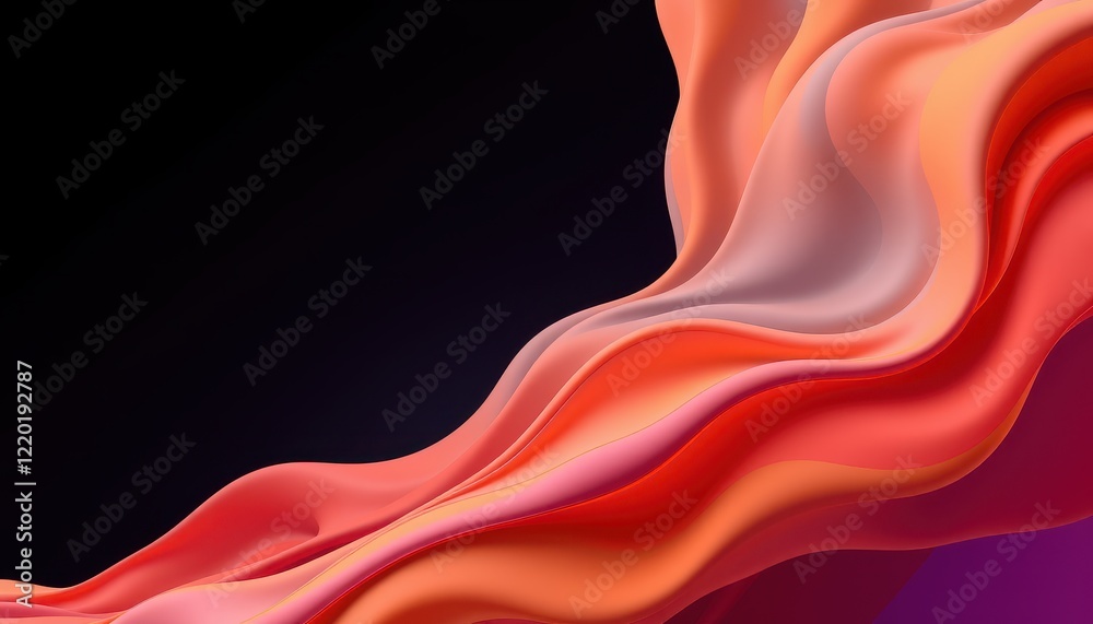 Obraz premium Abstract Coral Waves Flowing Dark Background