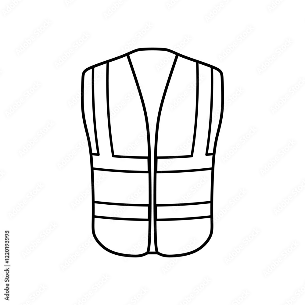Safety vest jacket outline icon. Traffic and worker uniform wear. Editable graphic resources for many purposes.