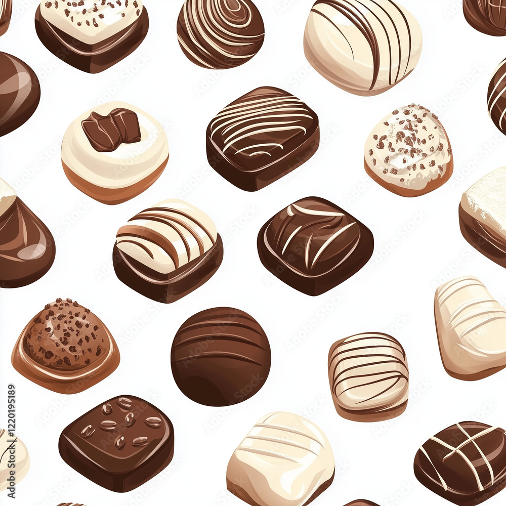 A seamless pattern illustration of various delicious chocolates A seamless pattern illustration of various delicious chocolates
