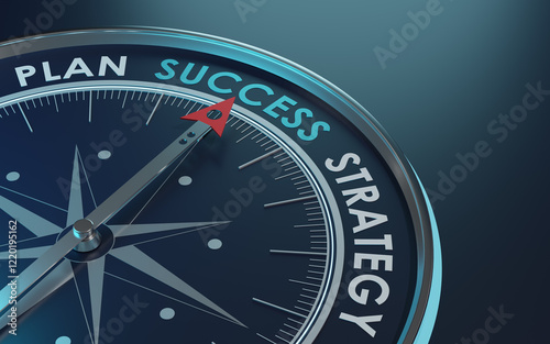 Business Success,navigate recovery,planning,strategy,mission and Success concept.The compass navigate for businessmen to resume business growth in the economic crisis,3d render and illustration