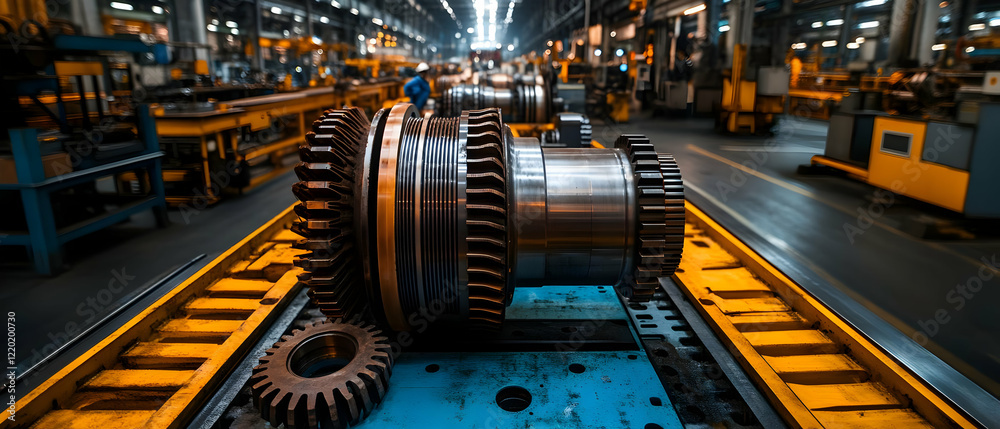 Fototapeta premium Factory Gears Conveyor Production Line