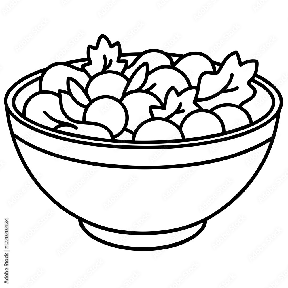 Abstract Salad Bowl Line Art Concept Abstract Salad Bowl Line Art Concept