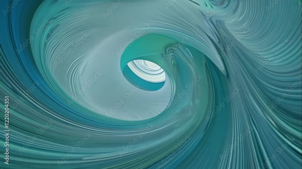 Abstract swirling pattern in shades of blue and green, creating a mesmerizing depth and movement effect, perfect for backgrounds, wallpapers, and artistic projects.