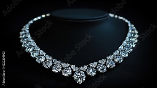 Elegant Diamond Necklace on Black Background
