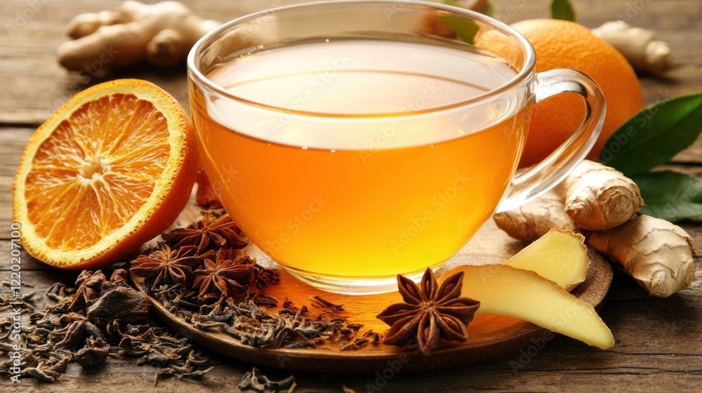 Aromatic Ginger Orange Tea with Star Anise and Spices Aromatic Ginger Orange Tea with Star Anise and Spices
