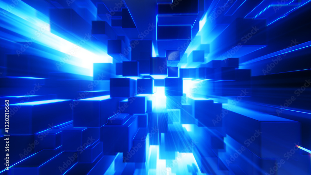 Abstract Cube geometric in a futuristic and Backlight Shine Abstract Cube geometric in a futuristic and Backlight Shine