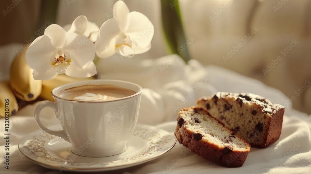 White Orchids Coffee Cake And Bananas Delightful Morning White Orchids Coffee Cake And Bananas Delightful Morning