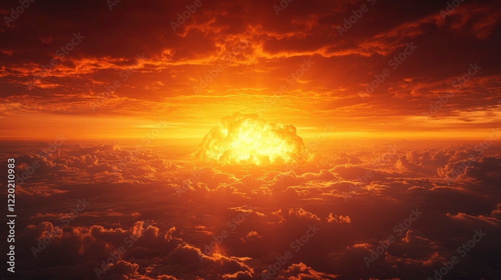 Obraz premium Fiery Sunset Apocalypse