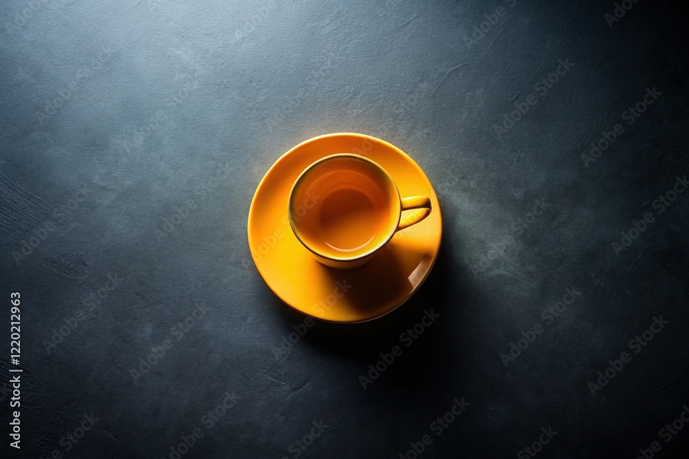 Empty Teacup Silhouette, Dark Gray Background - Top View Stock Photo Empty Teacup Silhouette, Dark Gray Background - Top View Stock Photo