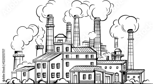 factory building drawing illustration