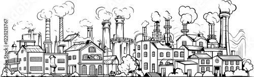 factory building drawing illustration