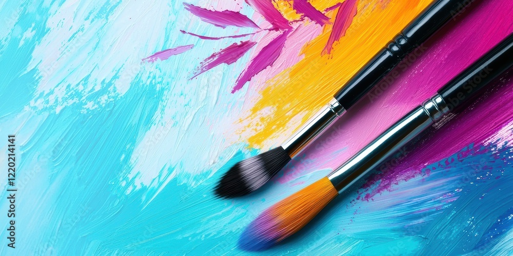 Obraz premium Colorful Abstract Background Complements Artistic Brush Selection