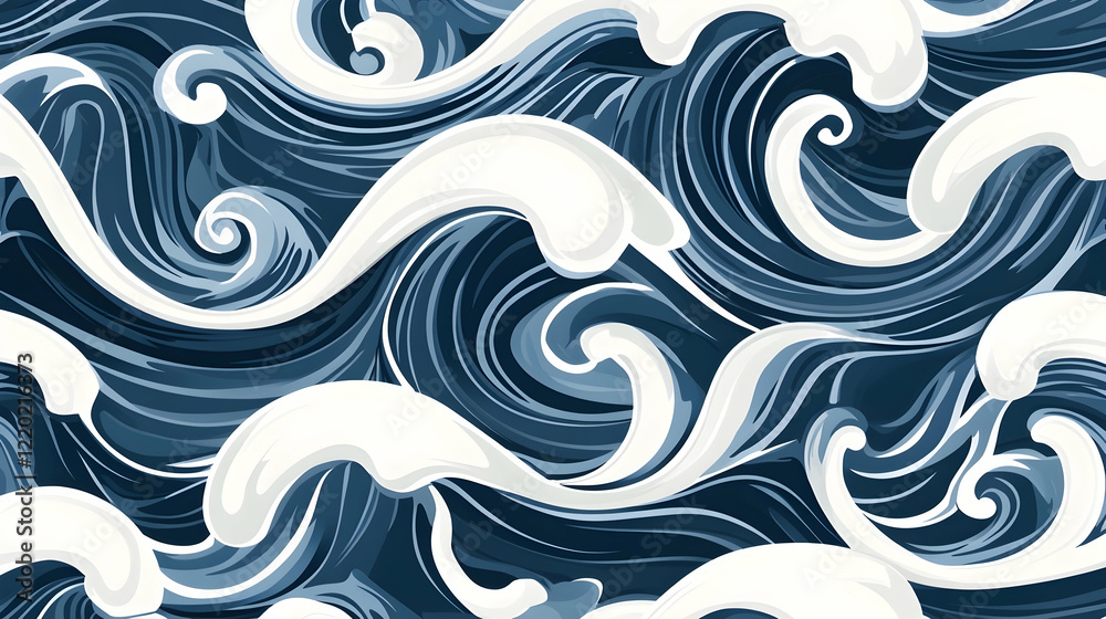Abstract ocean waves seamless pattern, swirling blue water texture, background for website or textile design Abstract ocean waves seamless pattern, swirling blue water texture, background for website or textile design