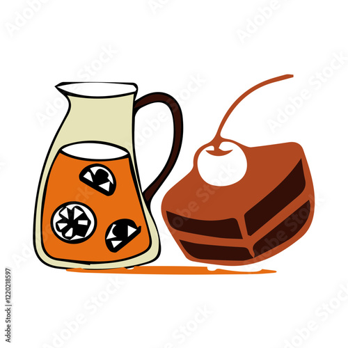 Cute Hand-Drawn Dessert Illustration Vector Colorful Sweet Bakery Food Icon Symbol