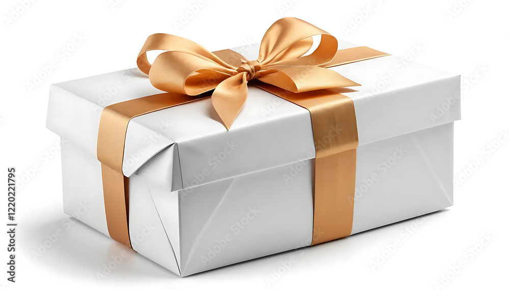 Obraz premium Elegant White Gift Box with Gold Ribbon